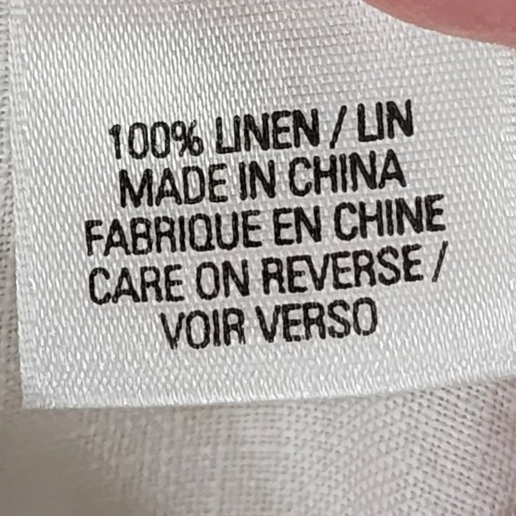 Elie Tahar white green purple floral linen women's button down shirt size medium - Picture 6 of 8